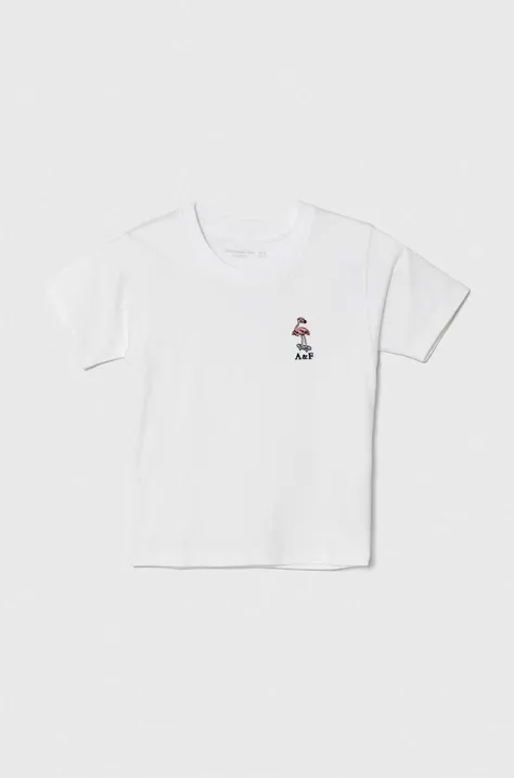 Abercrombie & Fitch t-shirt bawełniany dziecięcy kolor biały z aplikacją