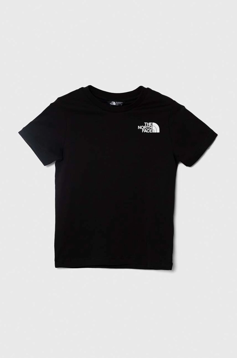 The North Face tricou de bumbac pentru copii REDBOX TEE (BACK BOX GRAPHIC) culoarea negru, cu imprimeu