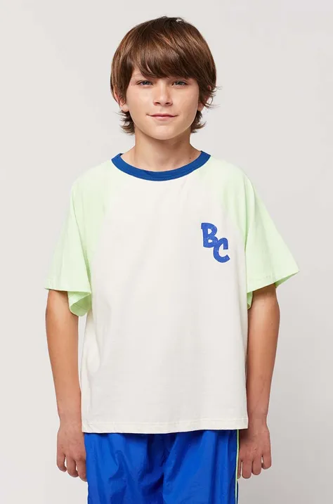 Otroška bombažna majica z dolgimi rokavi Bobo Choses zelena barva