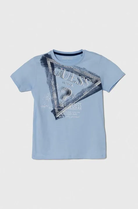 Guess t-shirt in cotone per bambini colore blu