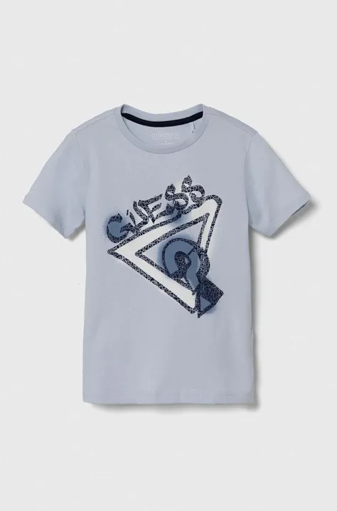 Детская хлопковая футболка Guess с принтом