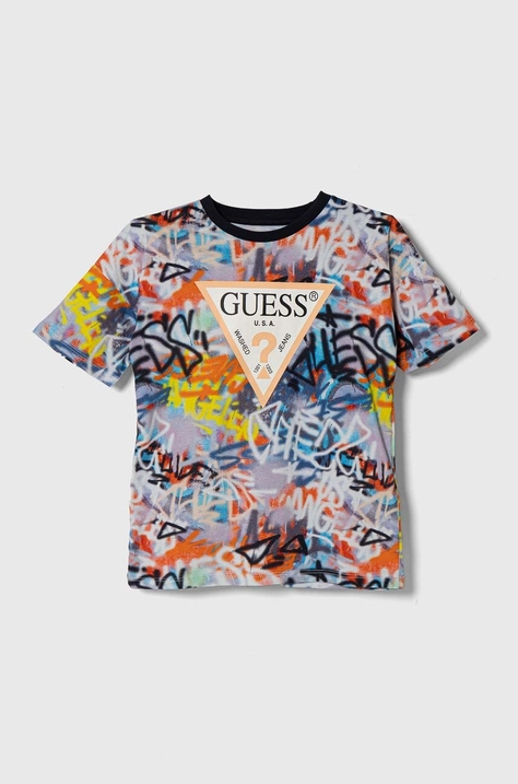 Guess t-shirt bawełniany dziecięcy wzorzysty