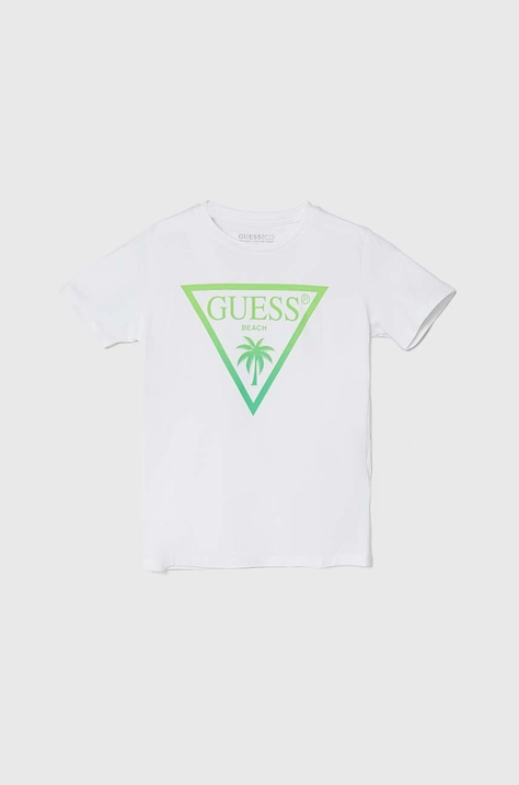 Детска тениска Guess в бяло с принт