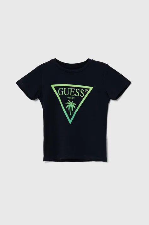 Παιδικό μπλουζάκι Guess χρώμα: ναυτικό μπλε