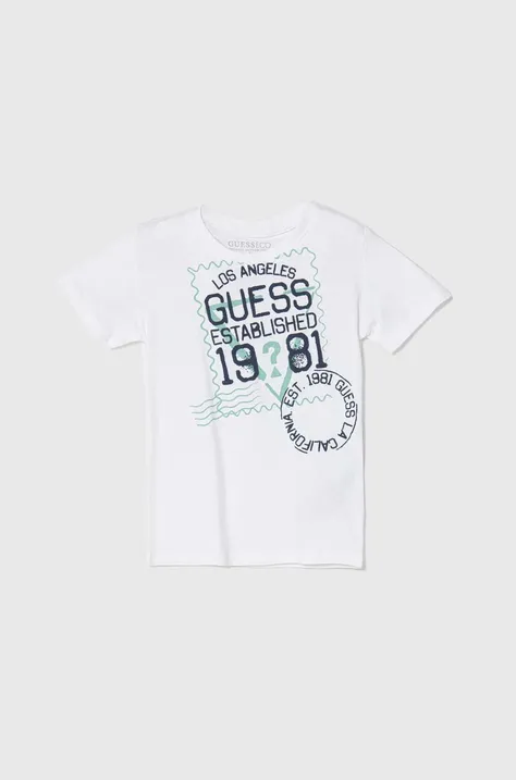 Pamučna majica Guess boja: bijela, s tiskom