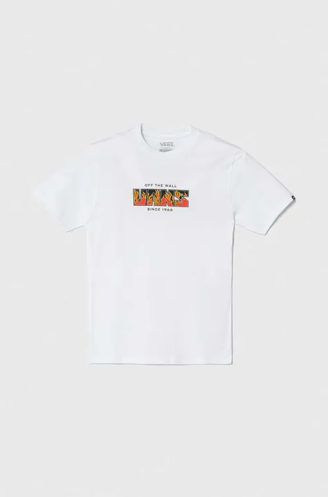 Детска памучна тениска Vans DIGI FLAMES SS в бяло с принт