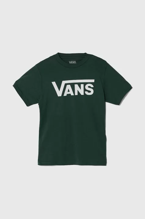 Детска памучна тениска Vans BY VANS CLASSIC BOYS в зелено с принт