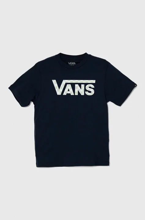 Otroška bombažna kratka majica Vans BY VANS CLASSIC LOGO FILL BOYS mornarsko modra barva