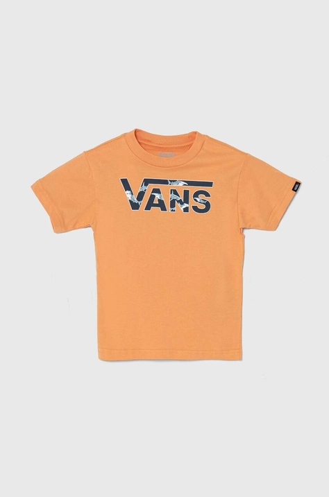 Detské bavlnené tričko Vans BY VANS CLASSIC LOGO FILL KIDS oranžová farba, s potlačou