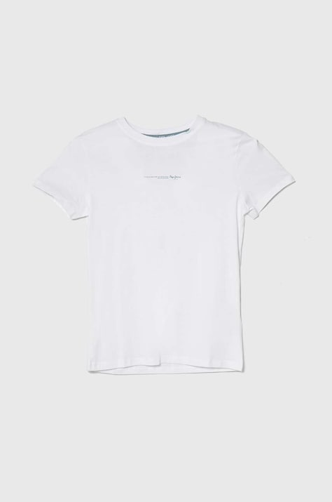 Pepe Jeans tricou de bumbac pentru copii DAVIDE TEE culoarea alb, neted