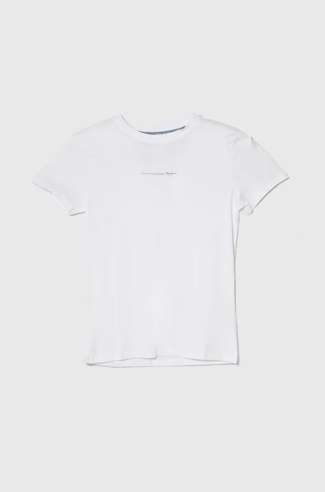 Детская хлопковая футболка Pepe Jeans DAVIDE TEE цвет белый однотонная