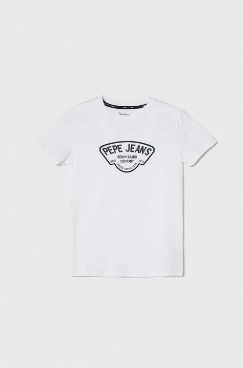 Detské bavlnené tričko Pepe Jeans REGEN biela farba, s potlačou