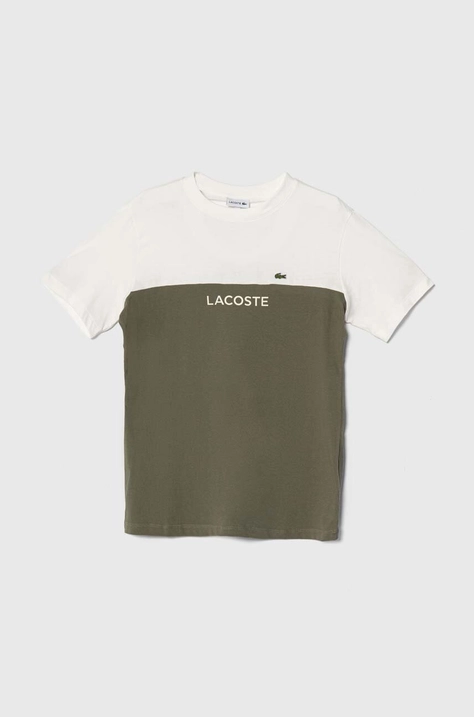 Lacoste t-shirt bawełniany dziecięcy kolor zielony wzorzysty