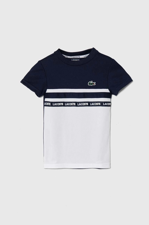 Lacoste t-shirt dziecięcy kolor granatowy z nadrukiem