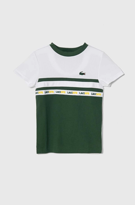 Lacoste tricou copii culoarea verde, cu imprimeu