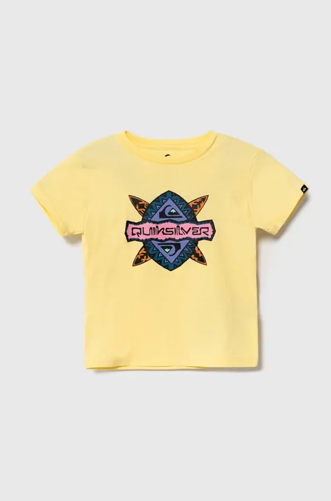 Dječja pamučna majica kratkih rukava Quiksilver RAINMAKERBOY boja: žuta, s tiskom