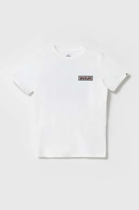 Quiksilver tricou de bumbac pentru copii MAROONEDYTH culoarea alb, cu imprimeu