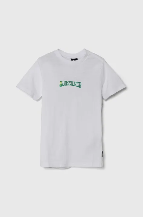 Quiksilver tricou din bumbac ISLAND SUNRISE culoarea alb, cu imprimeu