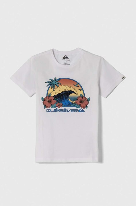 Детская хлопковая футболка Quiksilver RIDTODAYSSYTH цвет белый с принтом