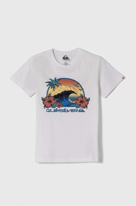 Дитяча бавовняна футболка Quiksilver RIDTODAYSSYTH колір білий з принтом