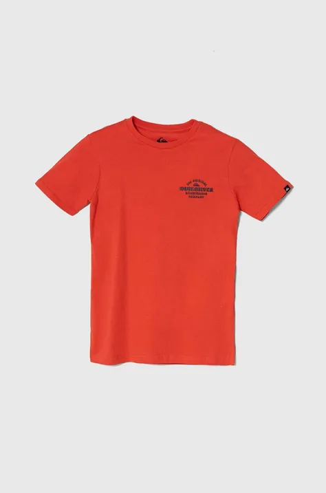 Quiksilver t-shirt bawełniany dziecięcy TRADESMITHYTH kolor czerwony z nadrukiem
