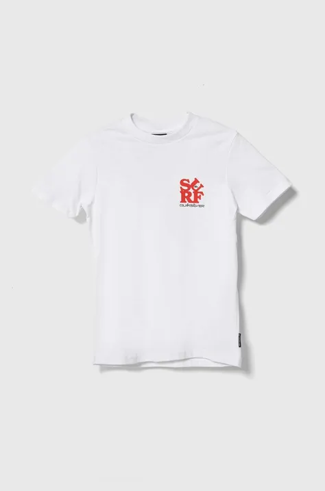 Quiksilver tricou de bumbac pentru copii SURF SS BOE culoarea alb, cu imprimeu
