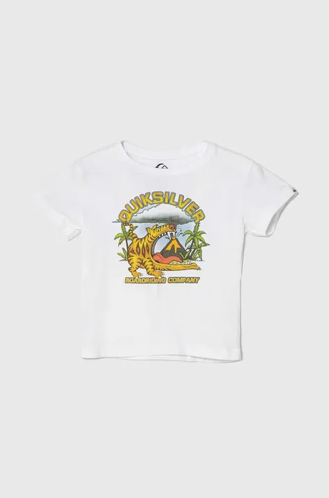 Quiksilver t-shirt bawełniany dziecięcy BARKINGTIGERBOY kolor biały z nadrukiem