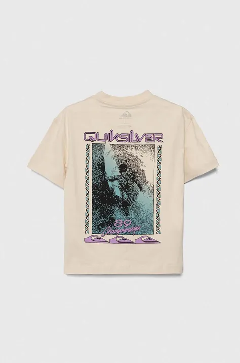 Дитяча бавовняна футболка Quiksilver BACKFLASHSSYTH колір бежевий з принтом