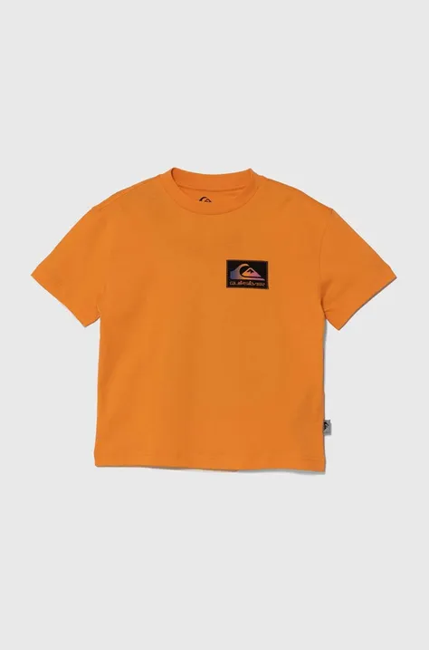 Detské bavlnené tričko Quiksilver BACKFLASHSSYTH oranžová farba, s potlačou