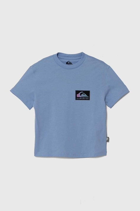 Quiksilver t-shirt bawełniany dziecięcy BACKFLASHSSYTH kolor niebieski z nadrukiem