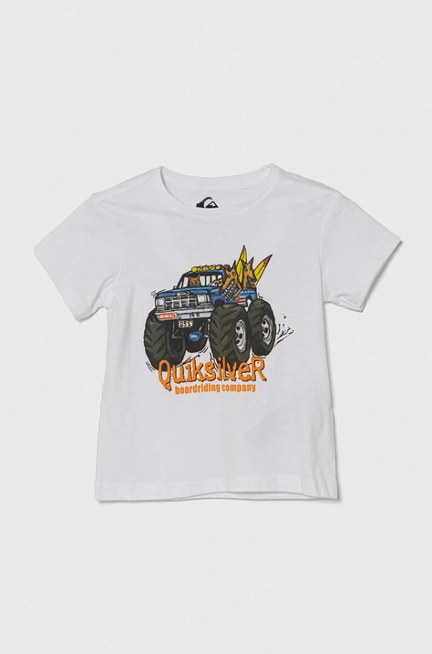 Quiksilver tricou de bumbac pentru copii ALLTERRAINBOY culoarea alb, cu imprimeu