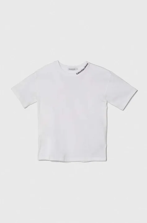 Calvin Klein Jeans tricou copii culoarea alb, neted
