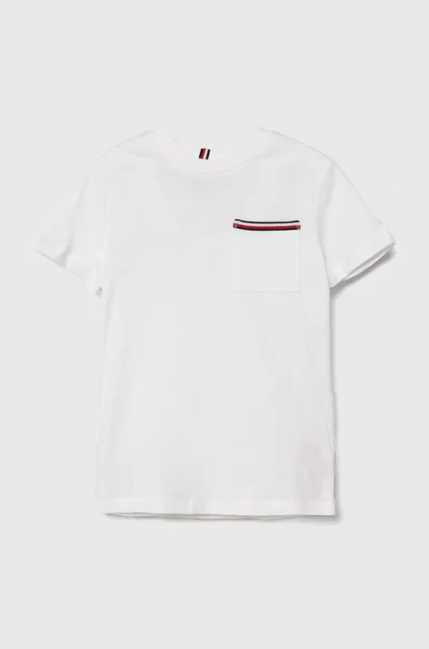 Tommy Hilfiger tricou de bumbac pentru copii culoarea alb, neted
