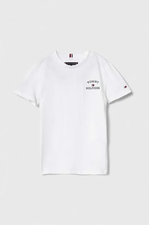 Tommy Hilfiger t-shirt bawełniany dziecięcy kolor biały z nadrukiem