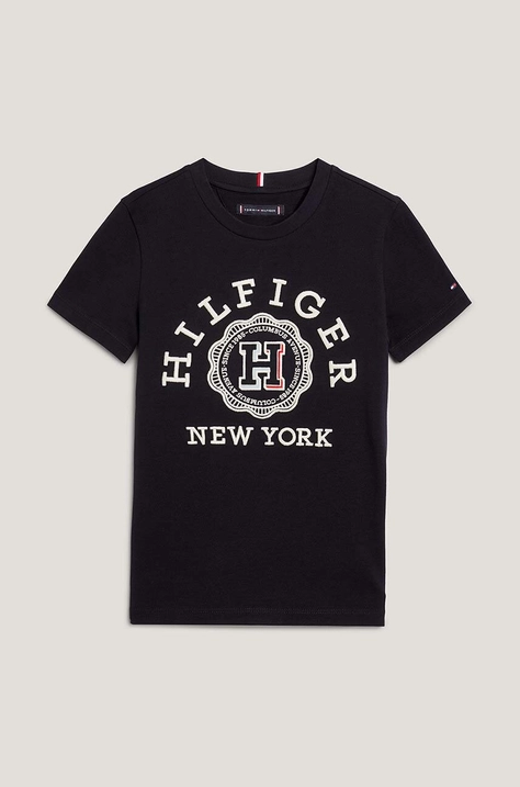 Tommy Hilfiger tricou de bumbac pentru copii culoarea negru, cu imprimeu