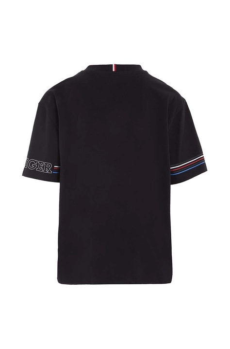 Tommy Hilfiger t-shirt bawełniany dziecięcy kolor czarny