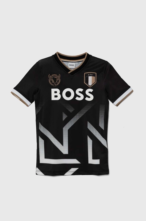 BOSS t-shirt dziecięcy kolor czarny z nadrukiem J50651