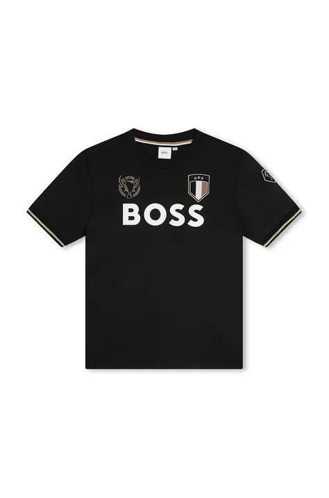 BOSS t-shirt dziecięcy kolor czarny z nadrukiem J50659