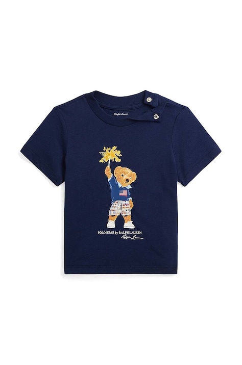 Бавовняна футболка для немовлят Polo Ralph Lauren колір синій з принтом 320853828033
