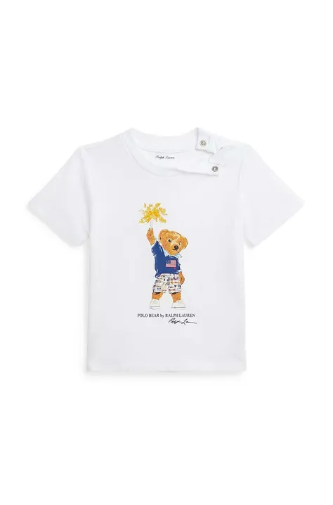 Μωρό βαμβακερό μπλουζάκι Polo Ralph Lauren χρώμα: άσπρο, 320853828034