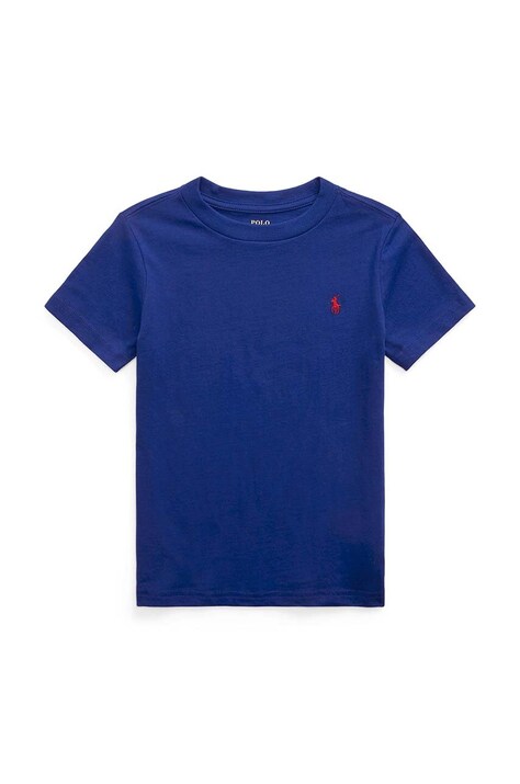 Otroška bombažna kratka majica Polo Ralph Lauren mornarsko modra barva, 322832904092