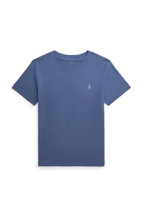 Детска памучна тениска Polo Ralph Lauren в тъмносиньо с изчистен дизайн 322832904150