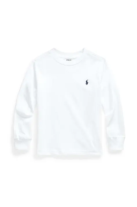 Otroška bombažna majica z dolgimi rokavi Polo Ralph Lauren bela barva, 322843804004