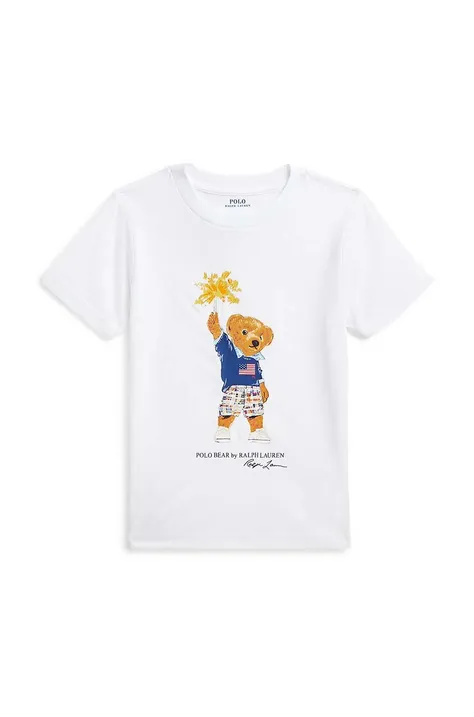 Παιδικό βαμβακερό μπλουζάκι Polo Ralph Lauren χρώμα: άσπρο, 322853828034