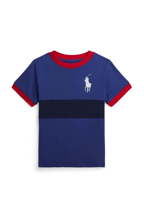 Детска памучна тениска Polo Ralph Lauren в синьо с изчистен дизайн 322942110002
