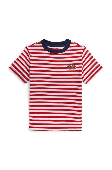 Otroška bombažna kratka majica Polo Ralph Lauren rdeča barva, 322942204001