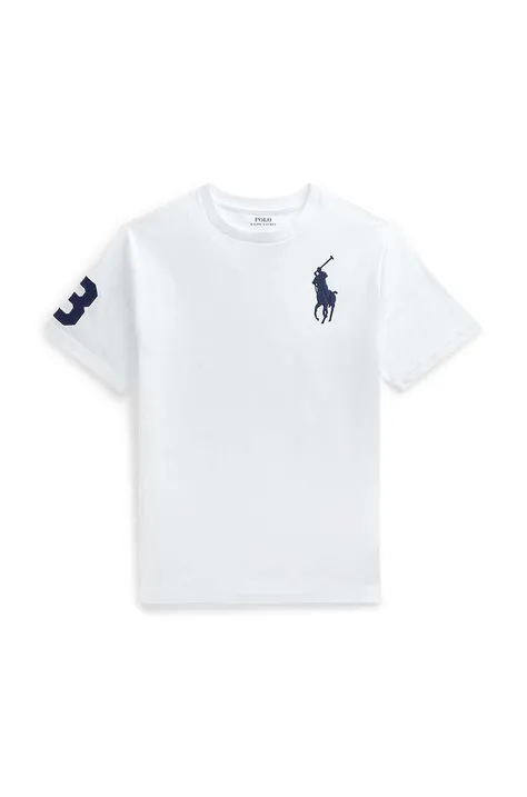 Детска памучна тениска Polo Ralph Lauren в бяло с принт 323832907037