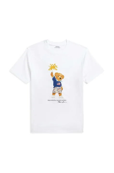 Otroška bombažna kratka majica Polo Ralph Lauren bela barva, 323853828034