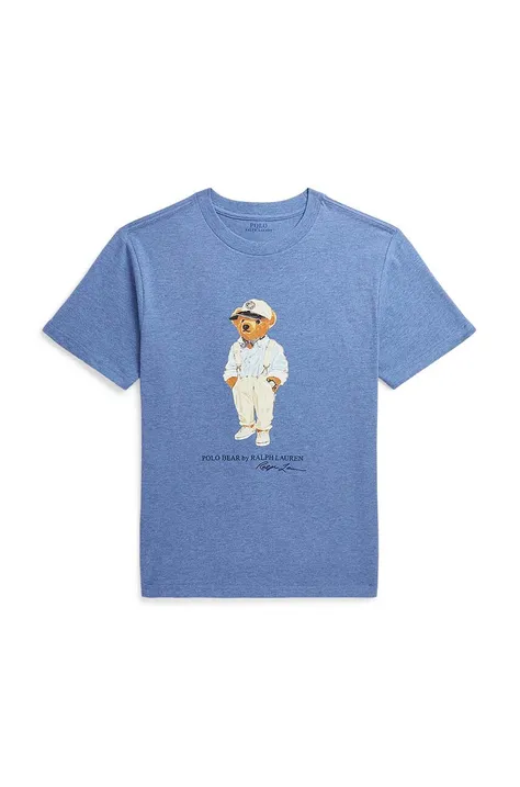 Polo Ralph Lauren t-shirt bawełniany dziecięcy kolor niebieski z nadrukiem 323853828036