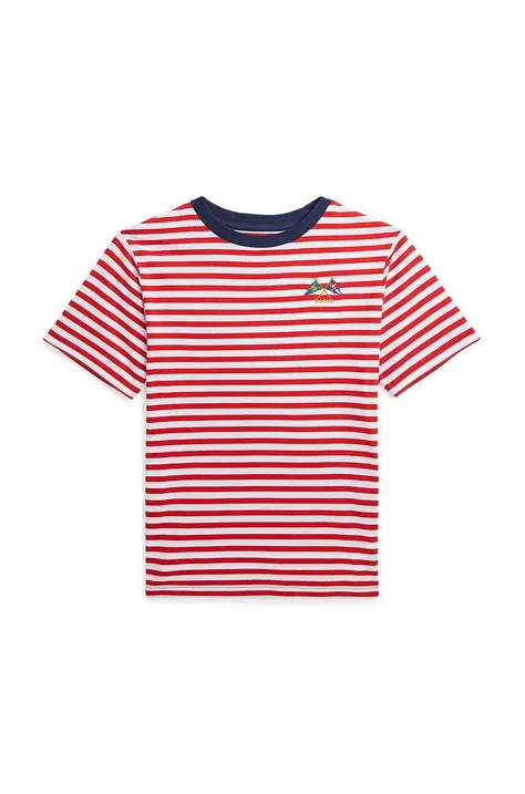 Otroška bombažna kratka majica Polo Ralph Lauren rdeča barva, 323942204001